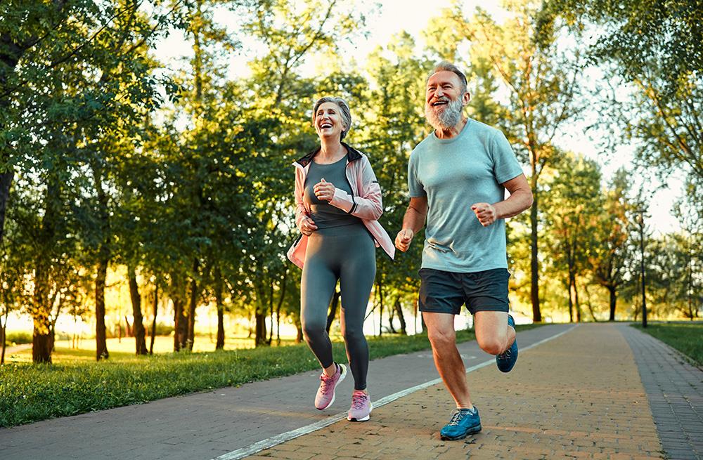 an older couple jogging